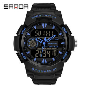 SANDA Fashion – montre numérique pour hommes, étanche aux chocs, double montre-bracelet LED, réveil, réveil, horloge Cool, 6002 - Product Image 5