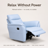 Fauteuil inclinable manuel moderne en cuir PU, siège individuel, pour salon, avec repose-pieds, pivotant, à bascule, dossier haut et accoudoirs rembourrés
