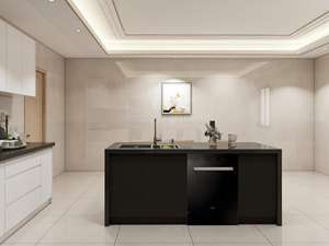 Armoire de cuisine moderne en mélamine blanche contreplaquée Foshan avec dosseret et pierre de quartz pour un usage en appartement - Product Image 5