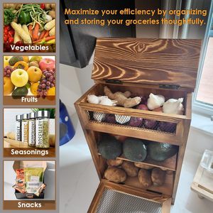 <strong>Wooden</strong> Vegetable <strong>Storage</strong> <strong>Box</strong> for Kitchen Countertop Fruit Basket Cabinet Logo Customized Bread <strong>Box</strong> - Product Image 5