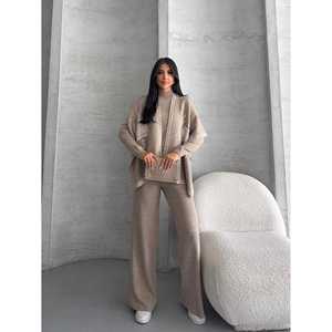 ชุดเสื้อคลุมถักนิตติ้งแบบสามชิ้น สไตล์ลำลอง รุ่นใหม่ล่าสุด ไซส์ XL ฟรีไซส์ สำหรับฤดูร้อนและฤดูใบไม้ร่วง - Product Image 4