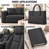 Cuir synthétique PVC noir classique, avec support non tissé, imperméable, gaufré, simili cuir pour l'ameublement intérieur de voiture et la sellerie
