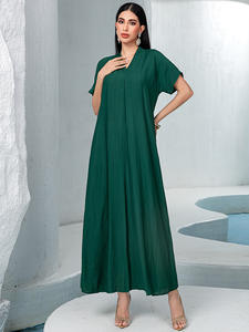 रामदान महिला कफ्तान कैफेटन डुबाई इस्लामिक कपड़े 2 टुकड़े सादे डिजाइन अबाया तुर्किश रोबे - Product Image 5