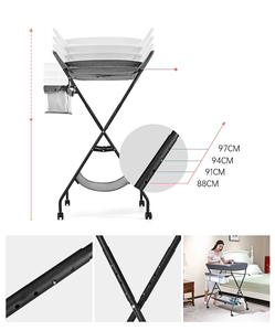 Lit d'enfant portable moderne en alliage d'aluminium, réglable en hauteur sur 3 niveaux, pliable, roues universelles, capacité 50 lb, couleur personnalisée, hôtel, <span class=keywords><strong>parc</strong></span> - Product Image 6