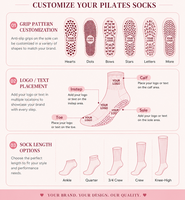 Chaussettes de yoga antidérapantes pour femmes, de qualité supérieure, avec logo personnalisé, pour la salle de sport, le trampoline et le pilates, en coton