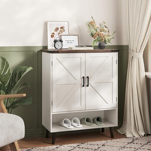 Meuble à chaussures moderne en bois SENYU avec 5 étagères, rangement de style farmhouse pour entrée, mobilier de maison - Product Image 1