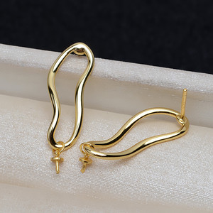Pendientes de Plata S925 con Colgante de Perla Deformada, Accesorios de Joyería DIY para Mujer, 9-17 4198 - Product Image 4