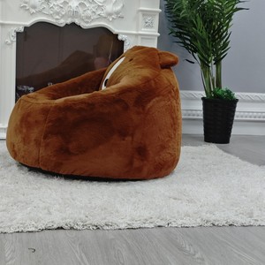 2023 nouvelle vente chaude intérieur doux cheveux ours forme carton anime personnalisé paresseux rond enfants pouf canapé personnalisé en gros pouf siège - Product Image 2
