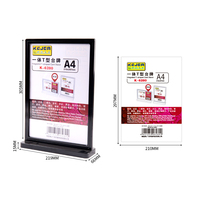 Kejea Porte-affiche en plastique acrylique Transparent Table Menu Desktop Display Stand A4