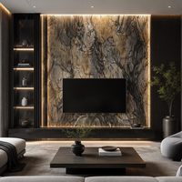 Dalle de pierre frittée de luxe style Route du Thé Ancienne 1600x3200mm, carrelage en porcelaine grand format pour mur de fond TV et sol de villa