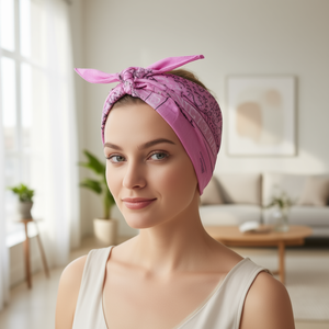 Pañuelo Cuadrado Angelina Rosa Paisley 54x54cm 100% Algodón, Bufanda para Mujer, Accesorio de Moda - Product Image 3