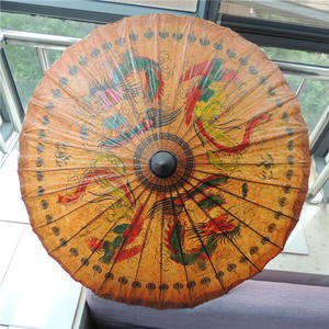 DD1515 Paraguas Clásico de Papel Encerado con Diseño de Dragón y Fénix de Tailandia, Impermeable, Decoración de Bar, Parasol Hecho a Mano - Product Image 4