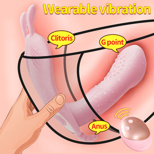 Orgasmus Mastur bator Drahtlose Fernbedienung Dildo Vibratoren Höschen tragen Dildo Schmetterling Kaninchen <span class=keywords><strong>Vibrator</strong></span> Sexspielzeug für Frauen - Product Image 2