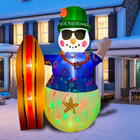Surf Hawaii Santa Christmas Blowups Gonflable Noël Père Noël avec Sac de Jouets Décor