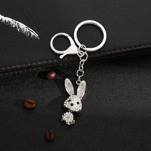 Personalidad creativa oso conejo Animal llavero completo diamante tormenta violento colgante duradero titanio acero dibujos animados Metal - Product Image 4