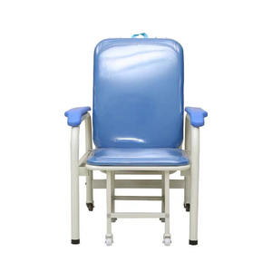 Silla de Acompañante para Hospital, Plegable, Inclinable, Multifuncional, Portátil, con Ruedas, Asiento de Espuma Azul - Product Image 2