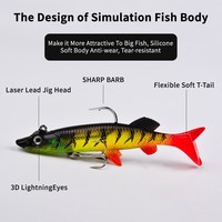 Leurre souple de pêche 15g 9.3cm avec tête plombée interne, type Swimbait à queue de pagaie, pour la pêche au bar, au brochet, en eau salée et en eau douce, leurres shad