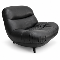 Fauteuil de loisirs moderne sans accoudoirs en similicuir avec cadre en bois massif et éponge haute résilience, pieds fixes, durable et écologique, pour la maison et le bureau