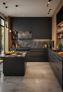 <span class=keywords><strong>Cuisine</strong></span> moderne simple Prima, armoires de <span class=keywords><strong>cuisine</strong></span> en forme de U, noir mat, plan de travail blanc, design personnalisé, décoration - Product Image 4
