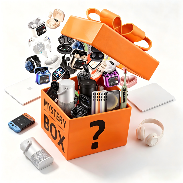 2026 Basic Electronic Mystery Box Wholesale with Random 3 Pcs Lucky Box Earbuds TWS Earphone Smart Watch Kids Camera Electronics