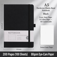 Carnet A5 à couverture rigide en PU, pages intérieures à pois, journal personnalisé avec logo