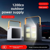 Batterie solaire portable grande capacité 120000mAh en plastique avec lumière LED, câble Type-C, chargeur d'urgence extérieur 22.5W