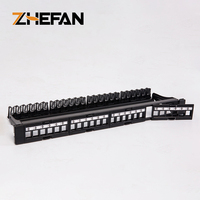 Panel Patch Kosong UTP ZHEFAN 19 Inch 1U 24 Port dengan Jack Keystone Komunikasi Telekomunikasi dan Back Bar