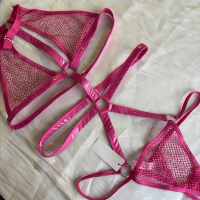 Lencería Erótica con Pedrería, Body de Malla Transparente Ajustable, con Tirantes y Anillo Metálico, Talla XL, Venta al Por Mayor ODM