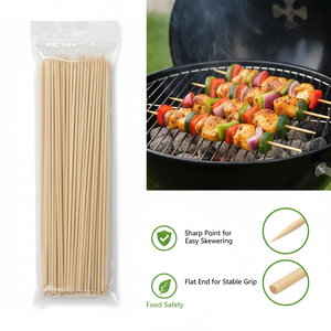 Umweltfreundliche Runde Bambus-Grillspieße für BBQ, Gegrilltes Fleisch, Outdoor-Werkzeuge mit Reinigungstasche - Product Image 1