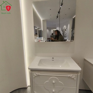 French-style white bathroom <b>cabinet</b> glass storage mirror <b>cabinet</b> white countertop sink <b>wall</b>-<b>mounted</b> <b>cabinet</b> body - Product Image 5