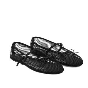 Comode <span class=keywords><strong>ballerine</strong></span> Casual in maglia da ufficio da donna <span class=keywords><strong>con</strong></span> cinturino a fibbia scarpe basse da Ballerina a rete - Product Image 6