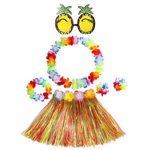 Venta al por mayor traje Hawaiano <span class=keywords><strong>para</strong></span> <span class=keywords><strong>niñas</strong></span> Luau trajes de fiesta Luau hierba falda diademas conjunto playa Tropical Hula falda - Product Image 4