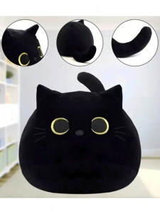 Peluche chat noir, coussin, jouet doux, animaux en peluche, poupée chat anime, jouets en peluche pour garçons, filles, amis, décoration de chambre - Product Image 6