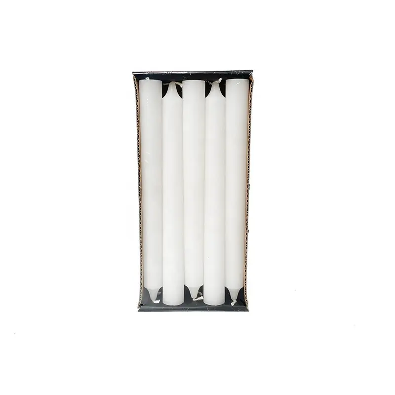 Non parfumé longue durée pôle cire de soja paraffine dîner bleu noir blanc pointu pilier bougie bâtons bougies emballage boîte ensembles