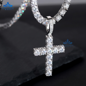 5mm VVS Moissanite diamante Cruz colgante 925 plata esterlina Jesús Cruz para collar hombres mujeres joyería fina encanto - Product Image 4