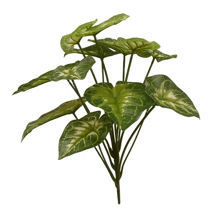 13 foglie artificiali caladium bush per la decorazione domestica