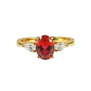 Anillo Clásico de Plata 925 Chapado en Oro con Patrón Geométrico y Engaste de Garras, Color Rojo <span class=keywords><strong>Sangre</strong></span> de Pichón Intenso, Elegante para Uso Diario - Product Image 5