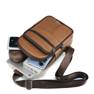 Joyir Genuine Leather Men's Chest <b>Bag</b> Large Capacity Outdoor Casual Travel <b>Bag</b> Brown Spring 2024 - Product Image 2