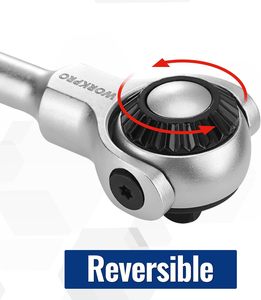 Juego de Llaves de Trinquete con Cabeza Flexible WORKPRO, Accionamiento de 1/4'', 72 Dientes, Liberación Rápida, Cabeza de Cromo-Molibdeno, <span class=keywords><strong>Llave</strong></span> Inglesa Ajustable de 270 Grados - Product Image 5