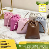 Pochette à bijoux en cuir PU à cordon de serrage, anti-poussière, sans fond ni côtés, sac de rangement pour bijoux, fournie directement par l'usine ZXF