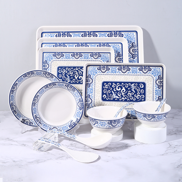 OEM Custom Full Set of Round Melamine Plates Low MOQ Dinnerware for Restaurants and Hotels Wholesale