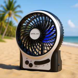 Ventilateur portatif Opolar à 5 pales, alimenté par USB, 3 vitesses, flux d'air puissant, noir et blanc, pour la plage et le camping - Product Image 2