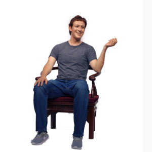 Escultura de Silicona de Tamaño Real Hiperrealista Tallada a Mano de un Famoso Emprendedor en Pose Sentada para Decoración de Interiores - Product Image 5