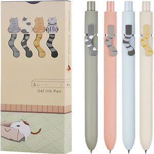 Stylos à encre noire Cat Pens, 4 pièces, 0,5 mm, mignons et kawaii, pointe fine, écriture fluide, série haut de gamme, stylo rétractable queue de chat - Product Image 1