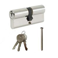 Serrure de porte cylindrique en laiton profil européen E10, 60 mm de entraxe, 3 clés, finition brossée – Grande Vente
