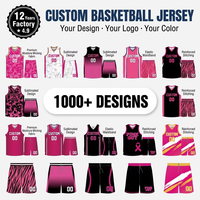 Maillot de basket-ball personnalisé avec logo d'équipe, sublimation, nom et numéro, tenue de basket-ball rose, uniformes d'entraînement de basket-ball