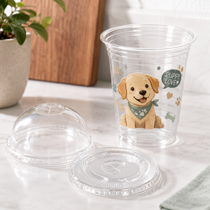 Custom Pet Print Disposable <b>Plastic</b> <b>Drinking</b> <b>Cups</b> with Dome Lids, Personalized Dog Cat Design Cold Beverage Party <b>Cups</b> - Product Image 2