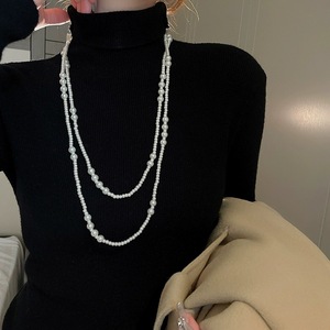Multi Layered Imitation Pearl Necklace For Women Sweater Chain Light Luxury Elegant Autumn Winter Accessory - Product Image 3