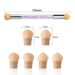 Pinceau éponge à ongles ombré 4 en 1 avec manche rose, stylo d'impression en silicone pour dégradé de gel, nail art, manucure - Product Image 2