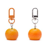 Schattig 3D Mandarijn Sinaasappel Karabijnhaak Sleutelhanger Plastic Fruit Hangertje Tas Charm Groothandel UV Gedrukt Aangepast Logo Modeaccessoire